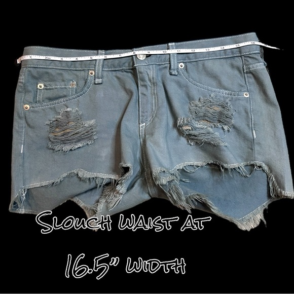 Originally NWT White Distressed Cut Off Shorts now in Antique Sage. Size 27🍃 - Picture 3 of 9